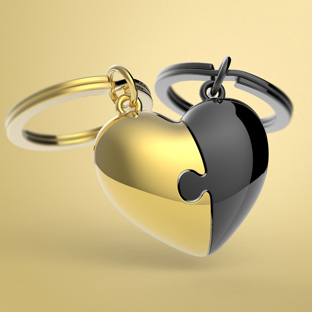 Heart Puzzle Keychain