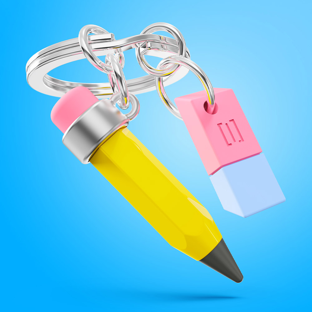 Pencil & Eraser Keychain