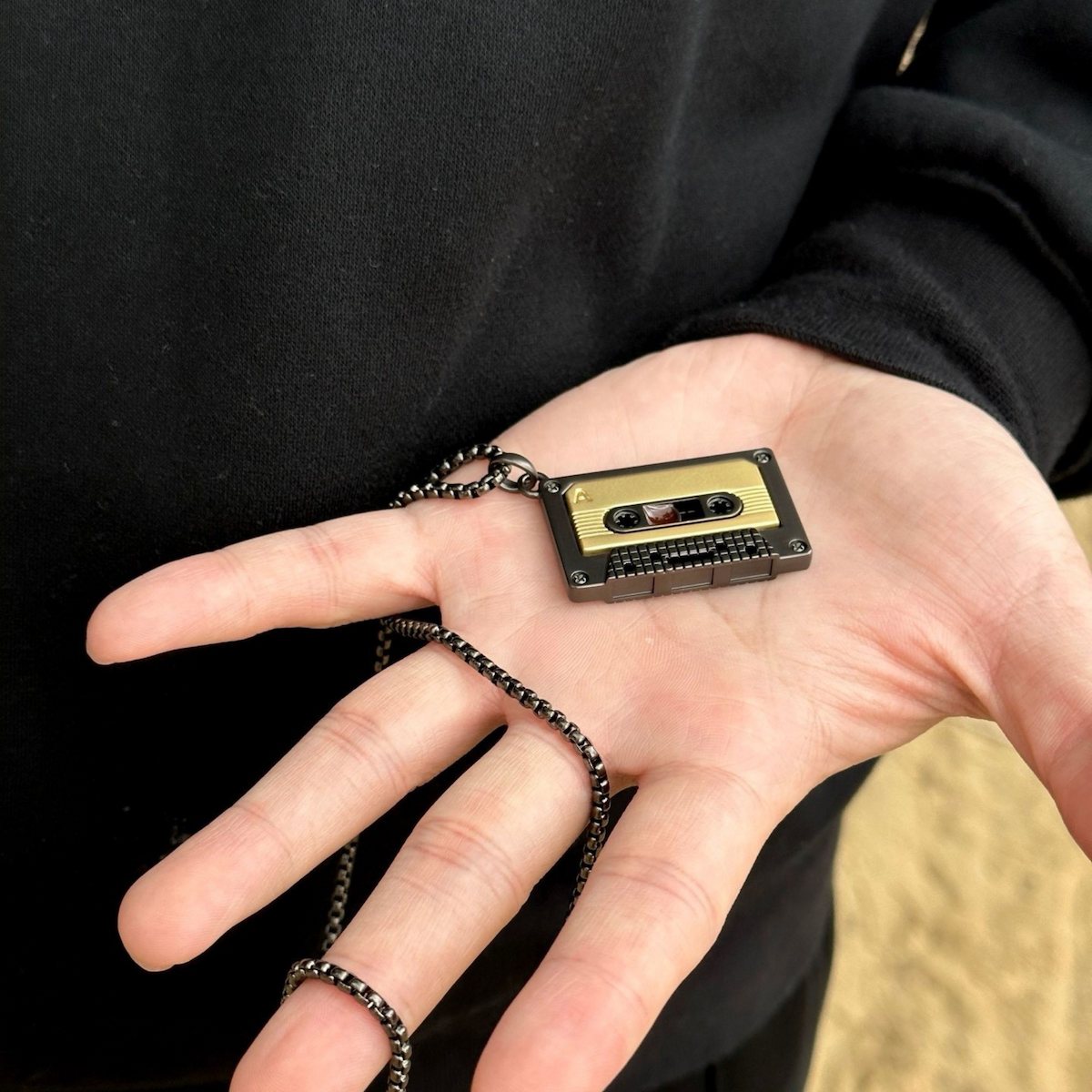 Audio Cassette On-Shirt Necklace